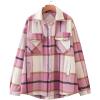imageTanming Womens Flannel Plaid Shacket Wool Blend Button Down Shirt Fall Fashion JacketPink