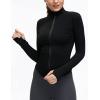imageTanming Womens Full Zip Seamless Workout Jacket Running Yoga Slim Fit Track JacketBlack
