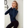 imageTanming Womens Full Zip Seamless Workout Jacket Running Yoga Slim Fit Track JacketNavy