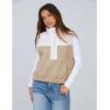 imageTanming Womens Fuzzy Sherpa Fleece Vest Lightweight Cozy Sleeveless Gilet Half Zip Pullover Waistcoat with PocketKhaki