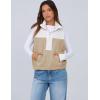 imageTanming Womens Fuzzy Sherpa Fleece Vest Lightweight Cozy Sleeveless Gilet Half Zip Pullover Waistcoat with PocketKhaki