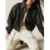 imageTanming Womens Leather Jacket Fall Fashion Motorcycle Biker Bomber Jacket Zip Up Winter Coat OuterwearBlack