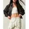 imageTanming Womens Leather Jacket Fall Fashion Motorcycle Biker Bomber Jacket Zip Up Winter Coat OuterwearBlack