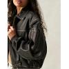imageTanming Womens Leather Jacket Fall Fashion Motorcycle Biker Bomber Jacket Zip Up Winter Coat OuterwearBlack