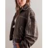 imageTanming Womens Leather Jacket Fall Fashion Motorcycle Biker Bomber Jacket Zip Up Winter Coat OuterwearCoffee