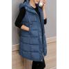 imageTanming Womens Long Puffer Vest Casual Sleeveless Puffy Jacket with Removable HoodBlue