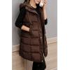 imageTanming Womens Long Puffer Vest Casual Sleeveless Puffy Jacket with Removable HoodBrown