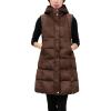 imageTanming Womens Long Puffer Vest Casual Sleeveless Puffy Jacket with Removable HoodBrown