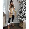 imageTanming Womens Long Puffer Vest Casual Sleeveless Puffy Jacket with Removable HoodKhaki