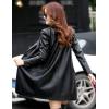 imageTanming Womens PU Faux Leather Jacket Casual Lapel Long Suit Trench Coat OuterwearBlack