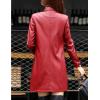 imageTanming Womens PU Faux Leather Jacket Casual Lapel Long Suit Trench Coat OuterwearWine Red