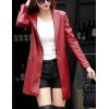 imageTanming Womens PU Faux Leather Jacket Casual Lapel Long Suit Trench Coat OuterwearWine Red