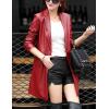 imageTanming Womens PU Faux Leather Jacket Casual Lapel Long Suit Trench Coat OuterwearWine Red