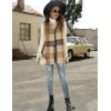 imageTanming Womens Plaid Vest Brushed Flannel Sleeveless Shacket Shirt Jacket with PocketsBrown