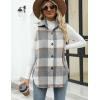 imageTanming Womens Plaid Vest Brushed Flannel Sleeveless Shacket Shirt Jacket with PocketsGrey