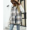 imageTanming Womens Plaid Vest Brushed Flannel Sleeveless Shacket Shirt Jacket with PocketsGrey