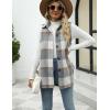 imageTanming Womens Plaid Vest Brushed Flannel Sleeveless Shacket Shirt Jacket with PocketsGrey