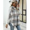 imageTanming Womens Plaid Vest Brushed Flannel Sleeveless Shacket Shirt Jacket with PocketsGrey