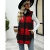 imageTanming Womens Plaid Vest Brushed Flannel Sleeveless Shacket Shirt Jacket with PocketsRedblack