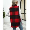 imageTanming Womens Plaid Vest Brushed Flannel Sleeveless Shacket Shirt Jacket with PocketsRedblack