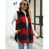imageTanming Womens Plaid Vest Brushed Flannel Sleeveless Shacket Shirt Jacket with PocketsRedblack