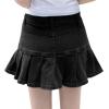 imageTanming Womens Pleated Jean Skirt Casual ALine Ruffle Y2K Mini Denim SkirtBlack