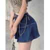imageTanming Womens Pleated Jean Skirt Casual ALine Ruffle Y2K Mini Denim SkirtBlue