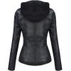 imageTanming Womens Removable Hooded Faux Leather JacketsBlack