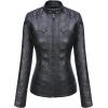 imageTanming Womens Removable Hooded Faux Leather JacketsBlack