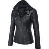 imageTanming Womens Removable Hooded Faux Leather JacketsBlack