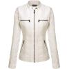 imageTanming Womens Removable Hooded Faux Leather JacketsCream White