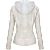imageTanming Womens Removable Hooded Faux Leather JacketsCream White