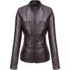 imageTanming Womens Removable Hooded Faux Leather JacketsDark Coffee