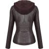 imageTanming Womens Removable Hooded Faux Leather JacketsDark Coffee