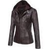 imageTanming Womens Removable Hooded Faux Leather JacketsDark Coffee