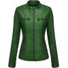 imageTanming Womens Removable Hooded Faux Leather JacketsGreen