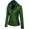imageTanming Womens Removable Hooded Faux Leather JacketsGreen