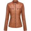 imageTanming Womens Removable Hooded Faux Leather JacketsLightbrown