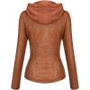 imageTanming Womens Removable Hooded Faux Leather JacketsLightbrown