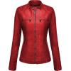 imageTanming Womens Removable Hooded Faux Leather JacketsWine Red