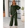 imageTanming Womens Sweater Sets 2 Piece Outfits Knitted Pullover Jumper and Wide Leg Pants TracksuitArmy Green