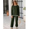 imageTanming Womens Sweater Sets 2 Piece Outfits Knitted Pullover Jumper and Wide Leg Pants TracksuitArmy Green