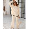 imageTanming Womens Sweater Sets 2 Piece Outfits Knitted Pullover Jumper and Wide Leg Pants TracksuitBeige