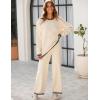 imageTanming Womens Sweater Sets 2 Piece Outfits Knitted Pullover Jumper and Wide Leg Pants TracksuitBeige