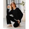 imageTanming Womens Sweater Sets 2 Piece Outfits Knitted Pullover Jumper and Wide Leg Pants TracksuitBlack