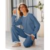 imageTanming Womens Sweater Sets 2 Piece Outfits Knitted Pullover Jumper and Wide Leg Pants TracksuitBlue
