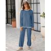 imageTanming Womens Sweater Sets 2 Piece Outfits Knitted Pullover Jumper and Wide Leg Pants TracksuitBlue