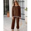 imageTanming Womens Sweater Sets 2 Piece Outfits Knitted Pullover Jumper and Wide Leg Pants TracksuitDark Brown