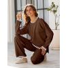 imageTanming Womens Sweater Sets 2 Piece Outfits Knitted Pullover Jumper and Wide Leg Pants TracksuitDark Brown
