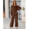 imageTanming Womens Sweater Sets 2 Piece Outfits Knitted Pullover Jumper and Wide Leg Pants TracksuitDark Brown